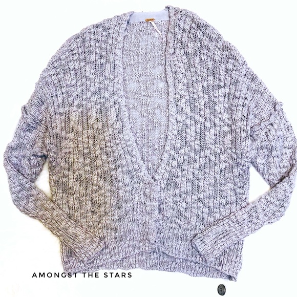 Free People Fun Times Grey Chunky Cardigan - Picture 6 of 8